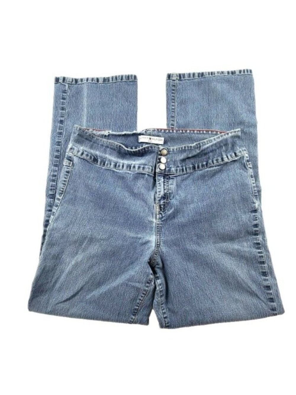 Tommy Hilfiger Jeans Womens Size 35 Waist Boot Cut High Rise Light Wash Denim